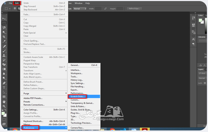 حل مشکل scratch disks are full در فتوشاپ
