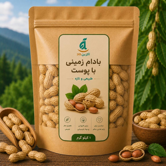 بادام زمینی با پوست یک کیلویی