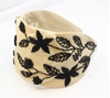 تل اسکارف کرم نخی گلدوزی مدل گل سیاه/black flower