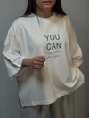 تیشرت باکسی بغل چاک you can قد ۶۵