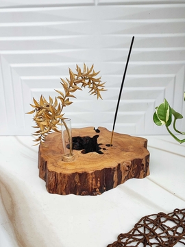 گلدان و جاعودی چوبی روستیک 
