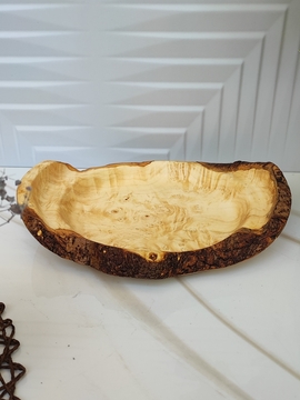 بشقاب چوبی لبه پوستی 