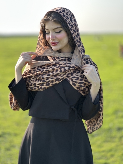 شال مخمل چاپی کد ۱۹۸ طرح پلنگی