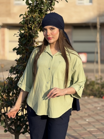 شومیز مانتویی  باکسی مدل نیلای کد ۶۳۸