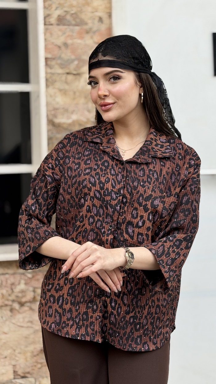 شومیز پلنگی مدل ارغوان کد ۸۹۸