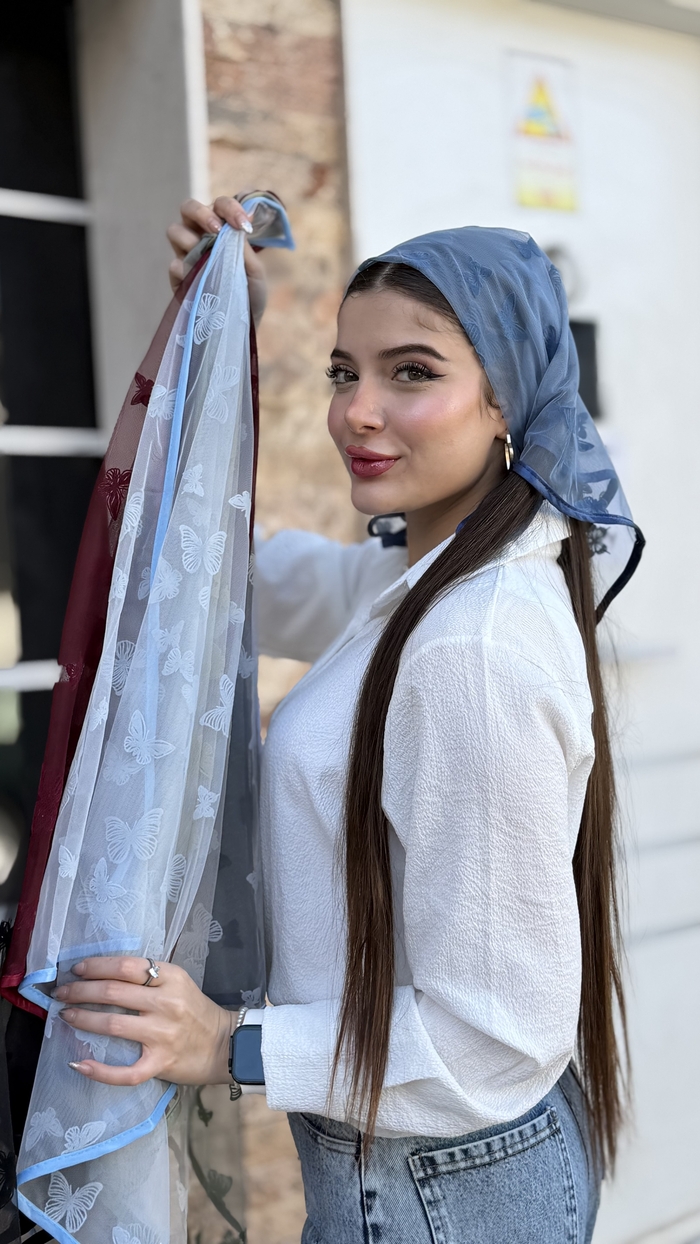 مینی اسکارف رنگی طرح پروانه کد ۱۸۸
