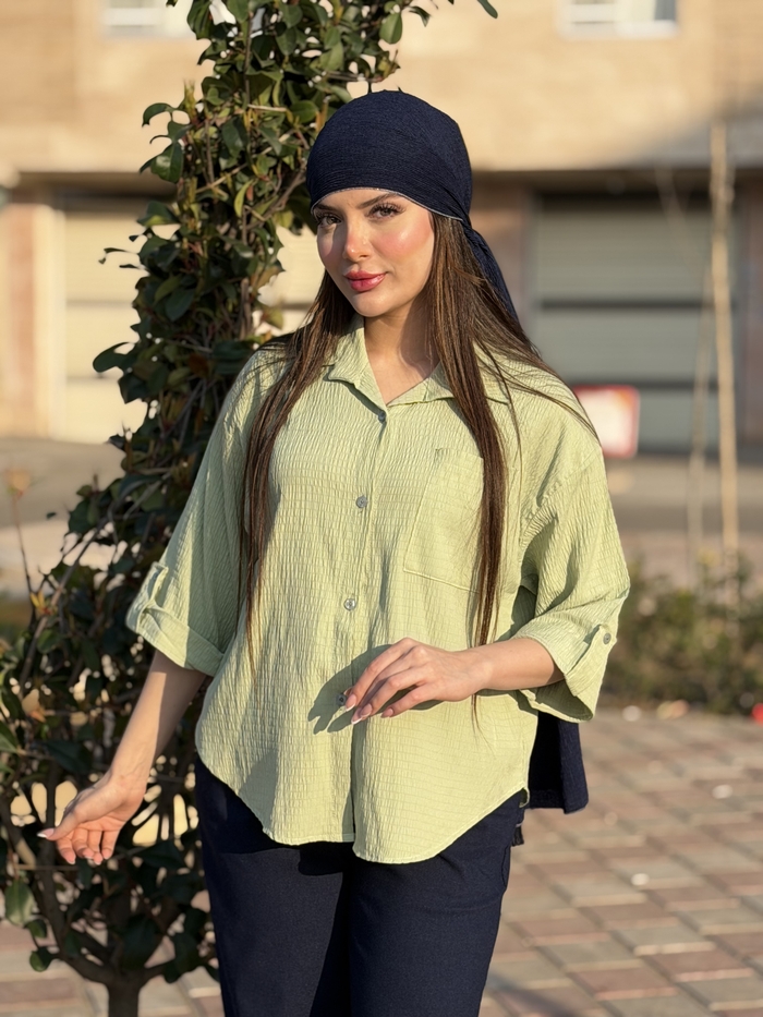 شومیز مانتویی  باکسی مدل نیلای کد ۶۳۸