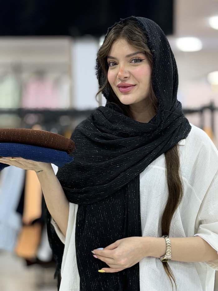 شال برشکا شاین لبه ریش مدل مروارید 