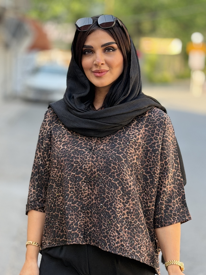 شومیز نگینی پلنگی کد ۹۸۸