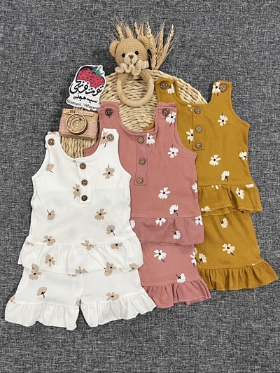 تاپ شلوارک دخترونه گل کد ۱۲۸۴