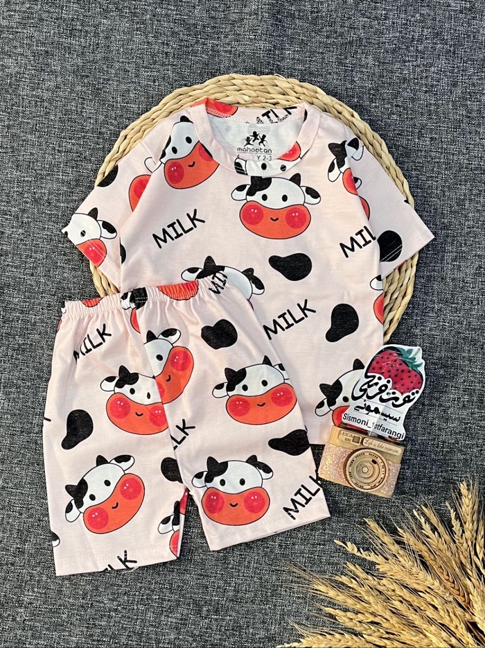 تیشرت شلوارک گاو صورتی کد ۱۳۱۸