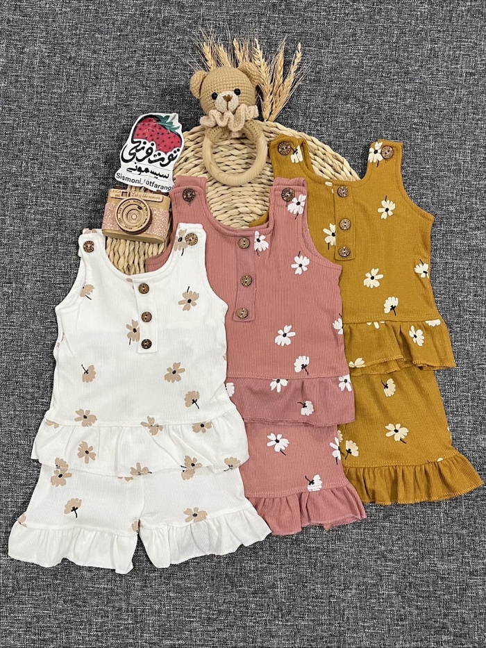 تاپ شلوارک دخترونه گل کد ۱۲۸۴