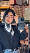 مینی اسکارف نخی سفید مشکی