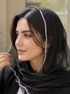 شال حریر تور دور گان سفید 