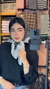 مینی اسکارف نخی سفید مشکی