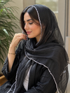 شال حریر تور دور گان سفید 