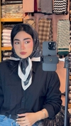 مینی اسکارف نخی سفید مشکی