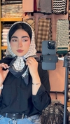 مینی اسکارف نخی سفید مشکی
