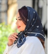 مینی اسکارف نخ پنبه دور دوخت سورمه ای