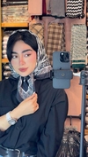 مینی اسکارف نخی سفید مشکی