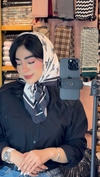 مینی اسکارف نخی سفید مشکی