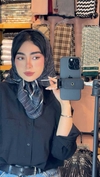 مینی اسکارف نخی سفید مشکی