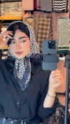 مینی اسکارف نخی سفید مشکی