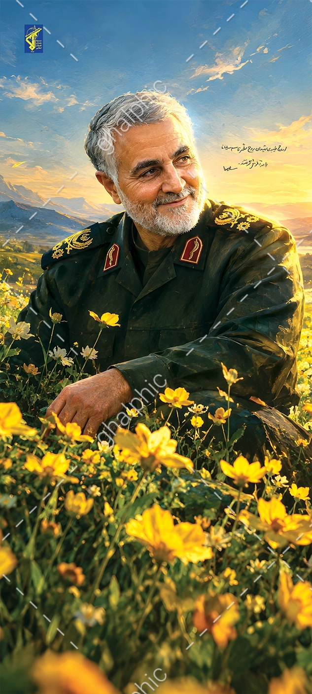 بنر شهید سلیمانی لایه باز با آرم سپاه برای مراکز نظامی و دولتی