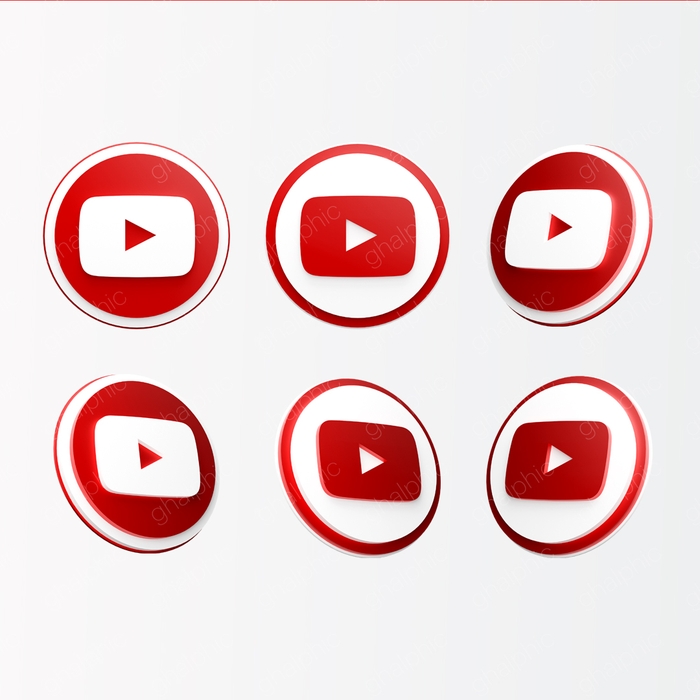 دانلود 6 آیکن 3D و فلت یوتیوب با ابعاد بزرگ